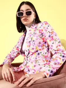 QUIERO Printed Regular Fit Single-Breasted Blazer