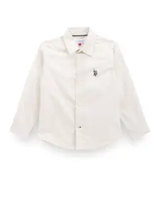 U.S. Polo Assn. Kids Boys Classic Self Design Corduroy Pure Cotton Casual Shirt