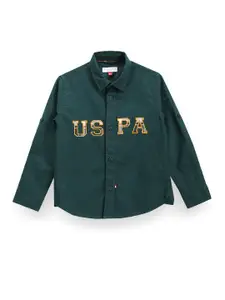 U.S. Polo Assn. Kids Boys Typography Embroidered Classic Corduroy Casual Shirt