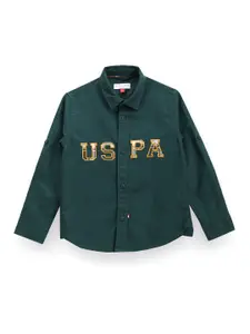 U.S. Polo Assn. Kids Boys Typography Embroidered Classic Corduroy Casual Shirt