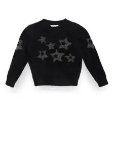 U.S. Polo Assn. Kids Girls Self Design Pullover Sweater