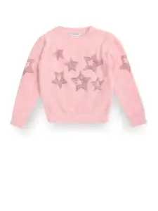 U.S. Polo Assn. Kids Girls Self Design Pullover Sweater