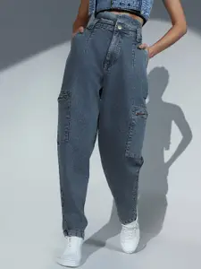 Hubberholme Women High Rise Slouchy Fit Clean Look Stretchable Jeans