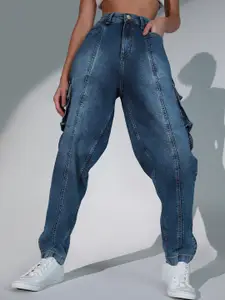 Hubberholme Women High-Rise Slouchy Fit Stretchable Cargos