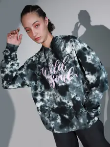 Hubberholme Abstract Printed Hooded Neck Long Sleeve Pullover Sweatshirt