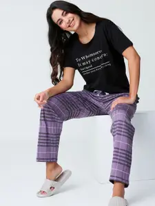 I like me Purple Typography Printed Pure Cotton Night suit