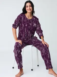 I like me Floral Printed Pure Cotton Night suit