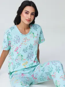 I like me Floral Printed Cotton Night suit