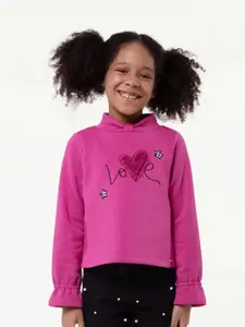 One Friday Girls Typography Printed Cotton Sweatshirt