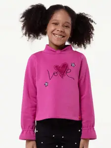 One Friday Girls Typography Printed Cotton Sweatshirt