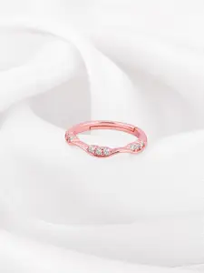GIVA 925 Sterling Silver Rose Gold-Plated Zircon-Studded Tune of Wave Finger Ring