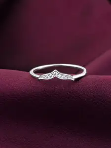GIVA 925 Sterling Silver Rhodium-Plated Zircon Studded Finger Ring