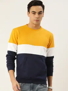FERANOID Men Colourblocked Fleece Sweatshirt