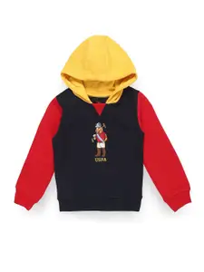 U.S. Polo Assn. Kids Boys Colourblocked Hooded Pullover