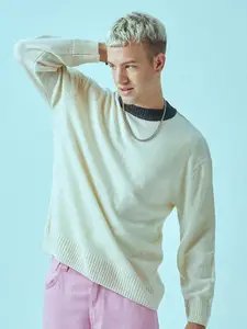 Bewakoof Gardenia Oversized Flatknit Sweater