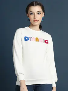 FOREVER 21 Embroidered Cotton Pullover Sweatshirt