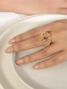 Tarinika Gold-Plated CZ Studded Finger Ring