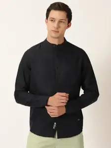 Provogue Classic Slim Fit Band Collar Long Sleeve Cotton Casual Shirt