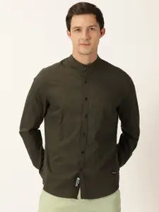 Provogue Classic Slim Fit Band Collar Cotton Casual Shirt