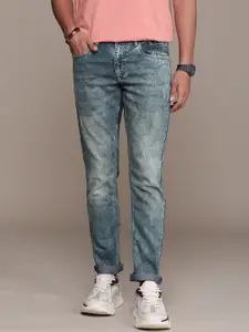 WROGN Men Slim Fit Low Distress Heavy Fade Stretchable Jeans