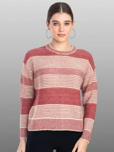 Moda Elementi Cable Knit Self Design Pullover Sweater