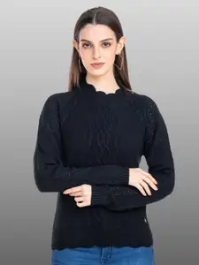 Moda Elementi Cable Knit Self Design Pullover Sweater