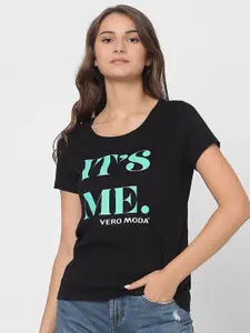 Vero Moda Typography Printed Pure Cotton T-shirt