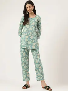 KALINI Floral Printed Pure Cotton Night suit