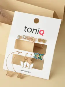 ToniQ Set Of 6 Gold-Plated Earrings