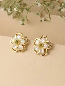 ToniQ Gold-Plated Floral Stud Earrings