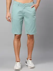 Mast & Harbour Men Sea Green Slim Fit Low-Rise Shorts