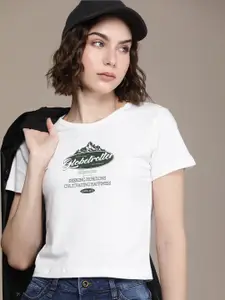 Roadster Typography Printed Bio Finish Slim Fit T-shirt