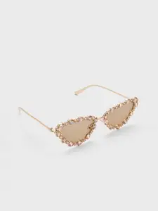 20Dresses Gold-Toned Embellished Cat Eye Sunglasses