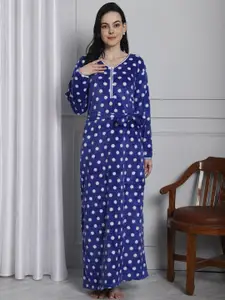 Secret Wish Polka Dots Printed Maxi Nightdress