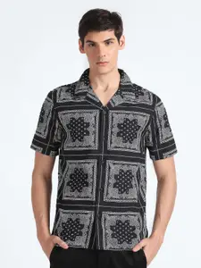 Flying Machine Ethnic Motifs Printed cuban Collar Casual Shirt