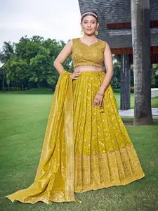 CHANSI Yellow Embroidered Thread Work Ready to Wear Lehenga & Blouse With Dupatta