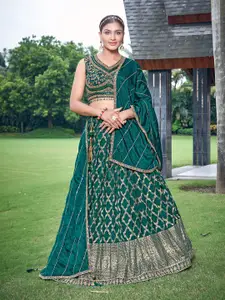 CHANSI Embroidered Mirror Work Ready to Wear Lehenga & Blouse With Dupatta