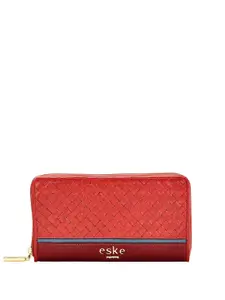 Eske Women Textured Leather Water Resistant RFID Zip Around Wallet