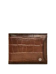 Eske Men Textured Brand Logo RFID Leather Two Fold Wallet