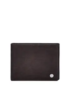 Eske Men Textured Brand Logo RFID Leather Two Fold Wallet