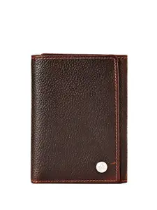 Eske Men Textured Brand Logo RFID Leather Three Fold Wallet