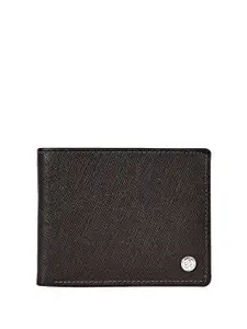 Eske Men Checked RFID Leather Two Fold Wallet