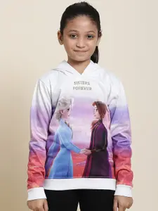 Kids Ville Girls Elsa & Anna Printed Hooded Pullover Sweatshirt