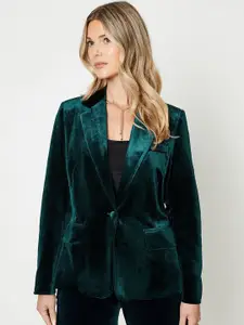 DOROTHY PERKINS Velvet Single-Breasted Blazer With Shoulder Pads