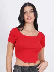 SIGHTBOMB Ribbed Cotton Fitted Crop Top
