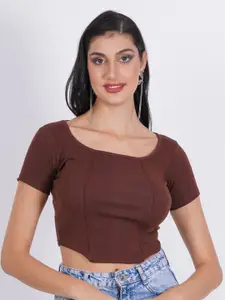 SIGHTBOMB Ribbed Cotton Fitted Crop Top