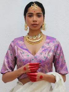 Chidiyaa Woven Design Brocade Saree Blouse