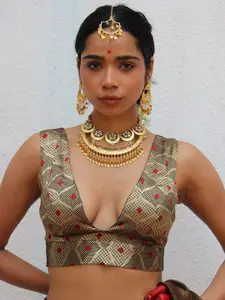 Chidiyaa Woven Design Brocade Saree Blouse