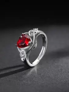 MYKI Silver Plated Cubic Zirconia Studded Ring