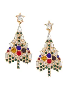 Accessorize Stone Studded Teardrop Shaped Drop Earrings